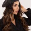 Dark gray wool beret with appliqué