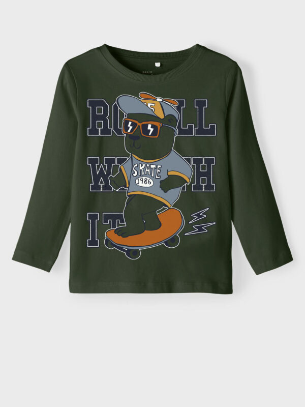 Dark green boys' long sleeve T-shirt name it Vux