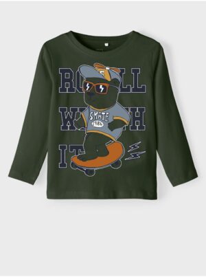Dark green long-sleeved T-shirt name it Vux - Boys