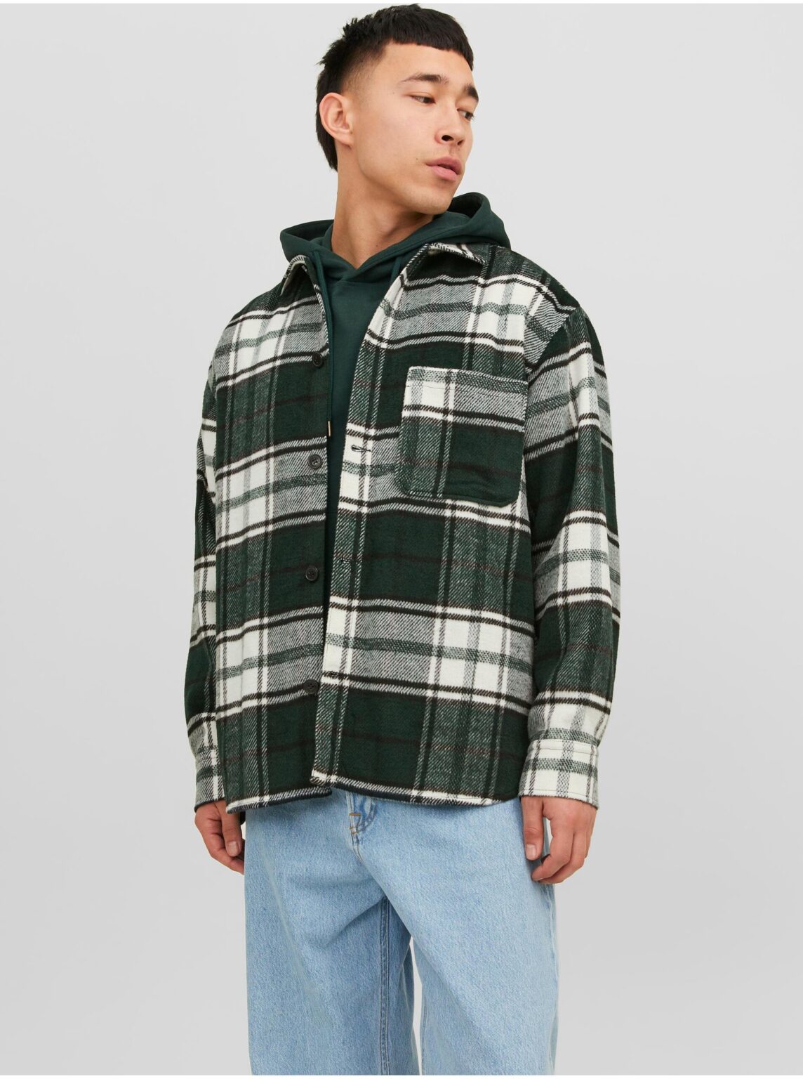 Dark green men's checkered outer shirt Jack & Jones Zac - Men's