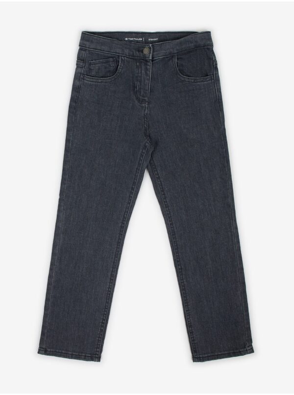 Dark grey girls' straight fit jeans Tom Tailor - Girls