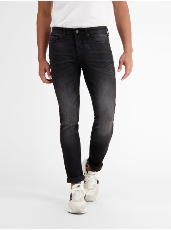 Dark grey men's slim fit jeans with a faded effect LERROS - Men