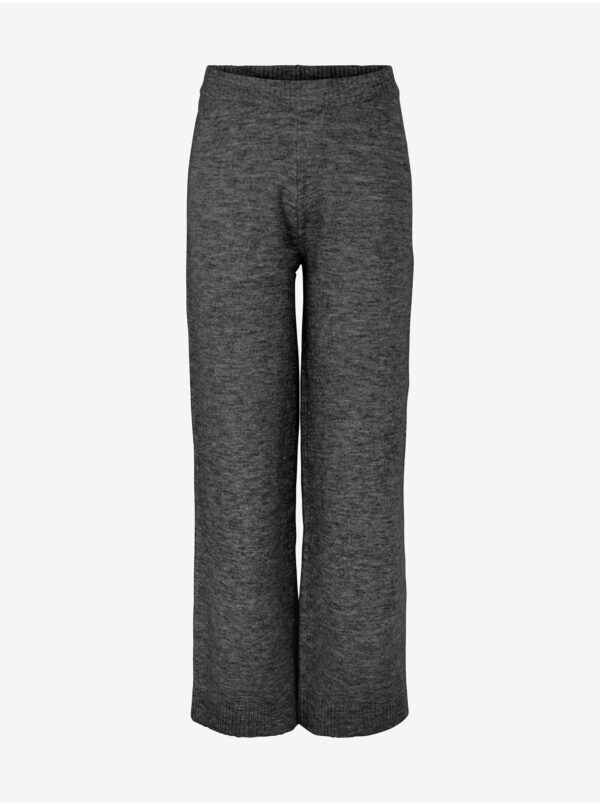 Dark grey striped wide trousers Pieces Cindy - Women's