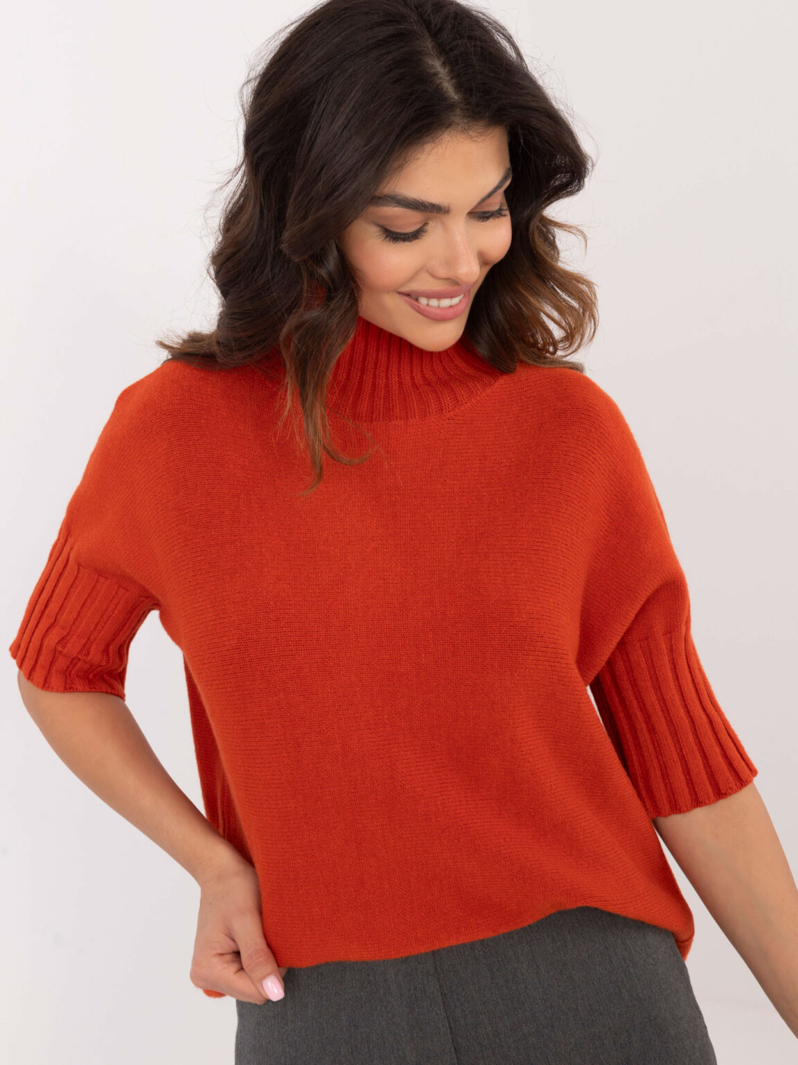 Dark orange turtleneck with cuffs