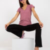 Dark pink cotton v-neck t-shirt