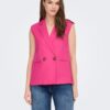 Dark pink women's linen vest ONLY Caro - Ladies
