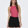Dark pink women's ribbed basic top ONLY Emma - Women's