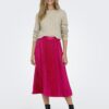 Dark pink women's satin pleated midi skirt JDY Sarah - Women's