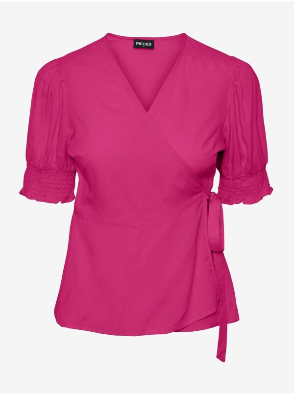 Dark pink women's wrap blouse Pieces Tala - Women's
