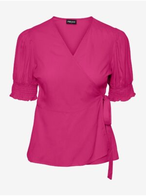 Dark pink women's wrap blouse Pieces Tala - Women's