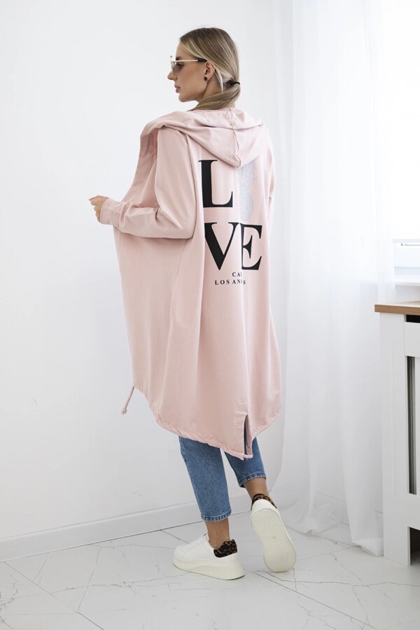Dark powder pink print cardigan
