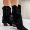 Decorated ankle cowboy boots mid-calf with heel S.Barski black