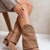 Decorated ankle cowboy boots to mid-calf with heel S.Barski Camel