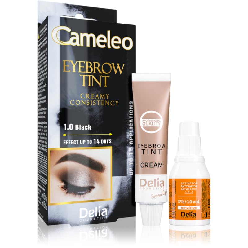 Delia Cosmetics Cameleo professzionális krémes festék a szemöldökre ammónia nélkül árnyalat 1.0 Black 15 ml-Eredeti