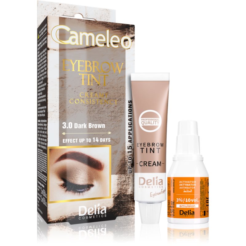 Delia Cosmetics Cameleo professzionális krémes festék a szemöldökre ammónia nélkül árnyalat 3.0 Dark Brown 15 ml-Eredeti