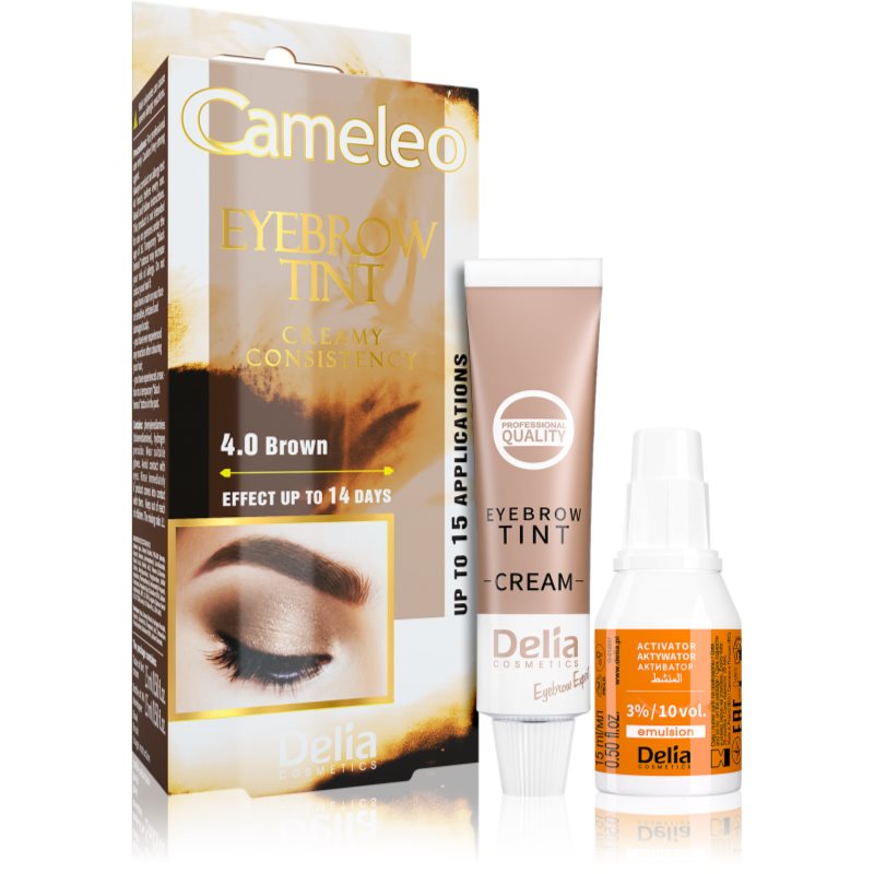 Delia Cosmetics Cameleo professzionális krémes festék a szemöldökre ammónia nélkül árnyalat 4.0 Brown 15 ml-Eredeti