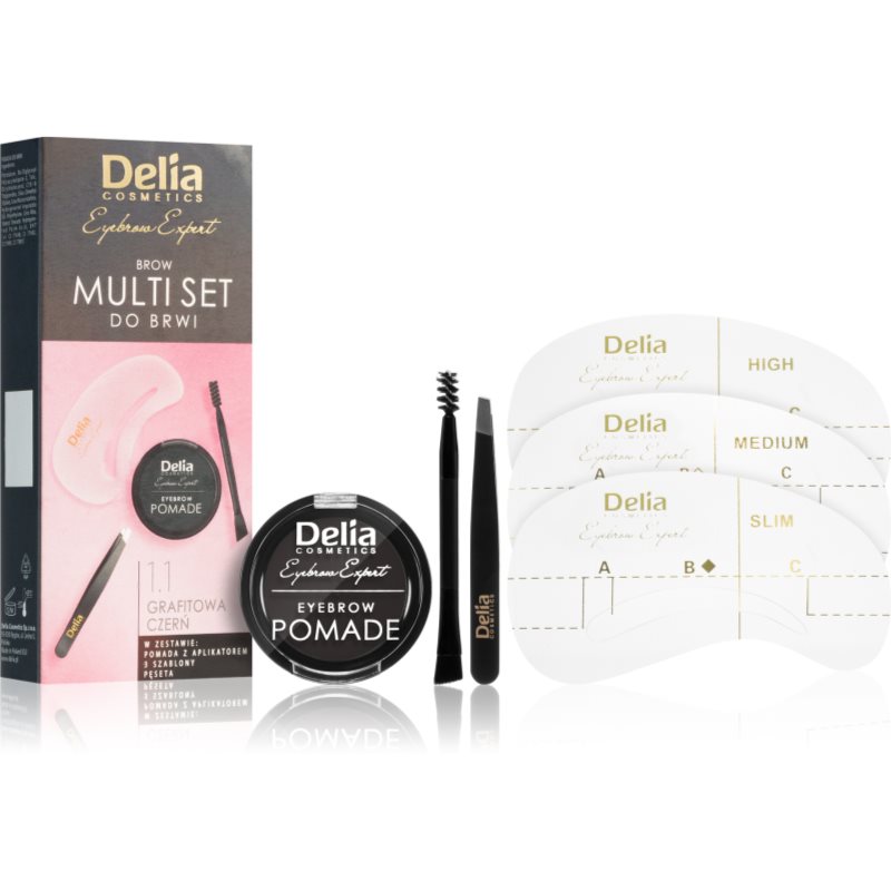 Delia Cosmetics Eyebrow Expert Zest Szemöldökformázó készlet árnyalat 1.1 Graphite Black 1 db-Ár
