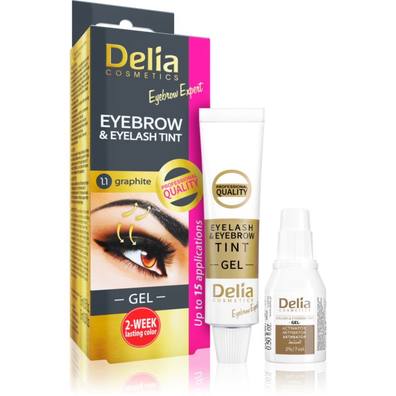 Delia Cosmetics Eyebrow Expert szemöldök- és szempilla festék aktivátorral árnyalat 1.1. Graphite 2 x 15 ml-Eredeti