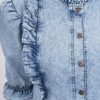 Denim blouse with jabot