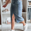 Denim midi szoknya résszel DENIZA kék Dstreet