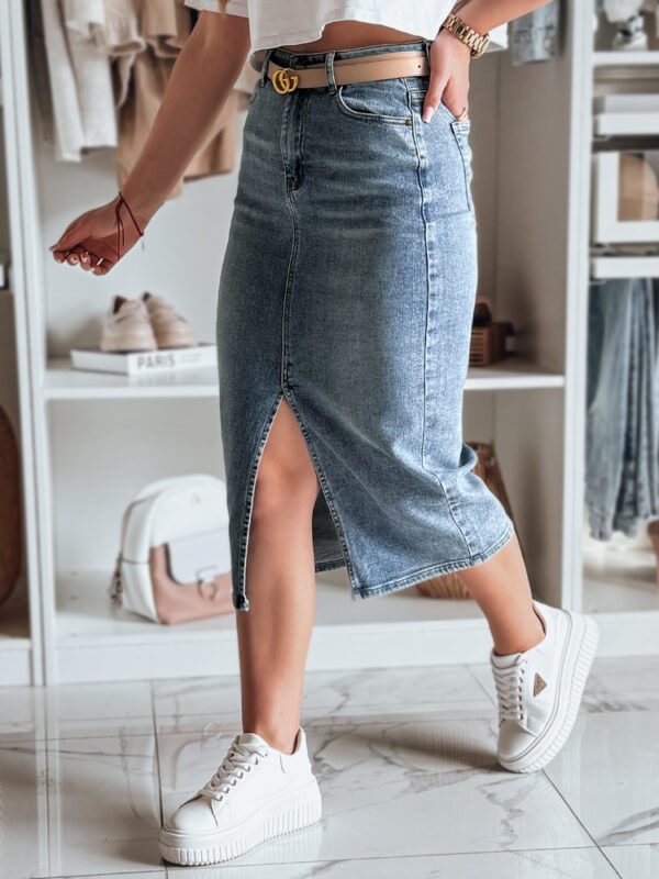 Denim midi szoknya résszel DENIZA kék Dstreet