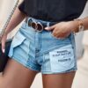 Denim shorts with decorative pockets