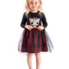 Denokids Black Kokos Kitten Plaid Girl's Tulle Tutu Fluffy Evening Dress