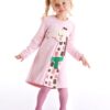 Denokids Cool Giraffe Girl's Pink Winter Long Sleeve Dress