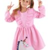 Denokids Glitter Unicorn Girl's Pink Dress