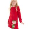 Denokids Naughty Stag Girl Christmas Velvet Red Dress