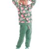 Denokids Pink Floral Girl's Green Winter Tracksuit