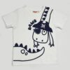 Denokids Pirate Dino Boy White Combed Cotton T-shirt