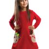 Denokids Twin Deer Girl Velvet Red Christmas Dress