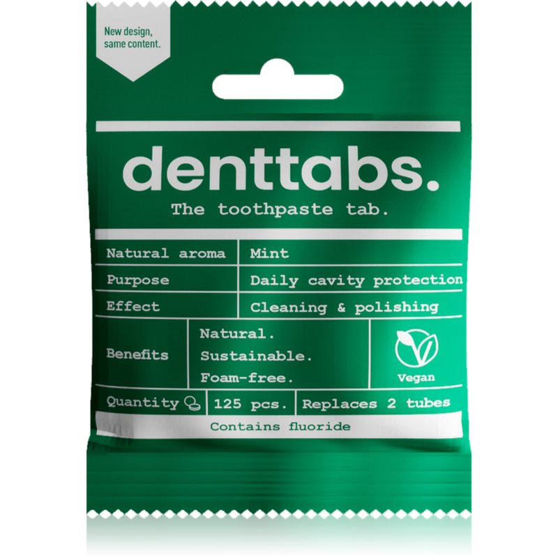 Denttabs Natural Toothpaste Tablets with Fluoride fluoridos fogkrém tablettákban Mint 125 db-Ár