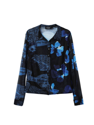 Desigual Blúz  kék / azúr / galambkék / fekete-Ár