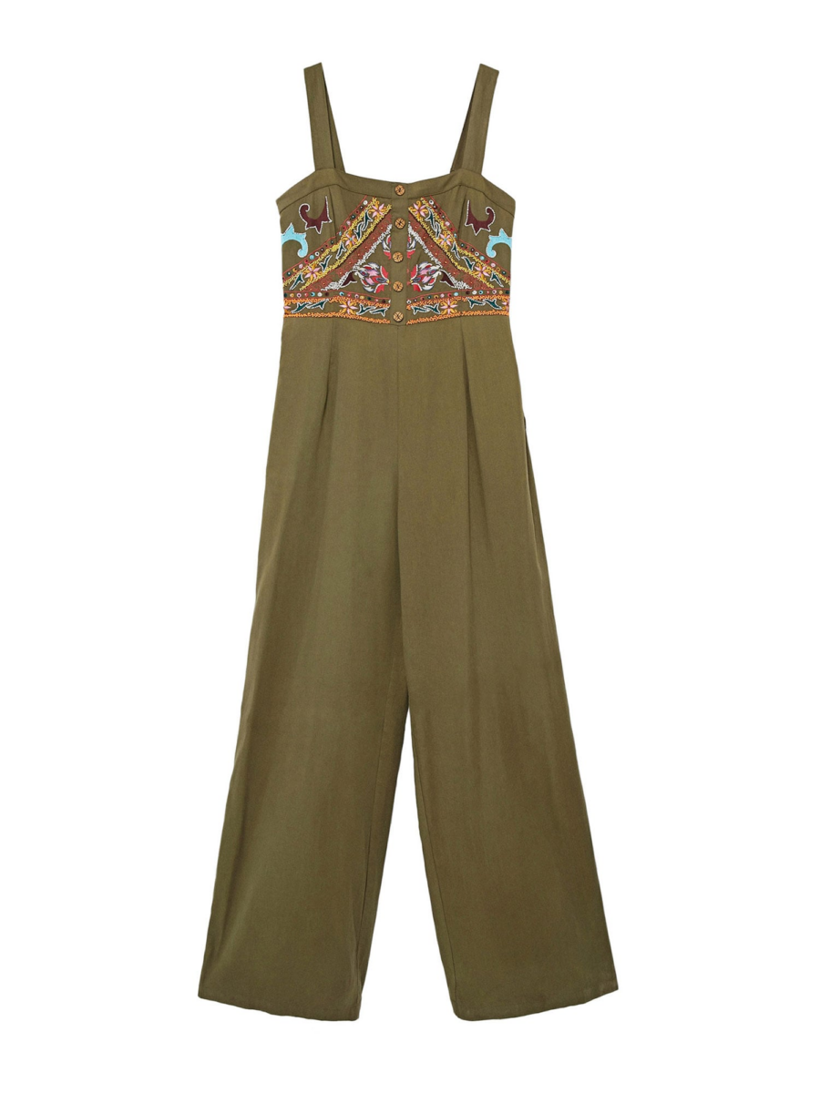 Desigual Kezeslábas 'Paula'  barna / sárga / khaki / piros-Hungary