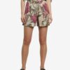 Desigual Khaki shorts with a colorful tropical pattern Pant Etnican - Women's