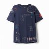 Desigual Póló  kék / tengerészkék / rózsaszín / piros / fehér-Ár