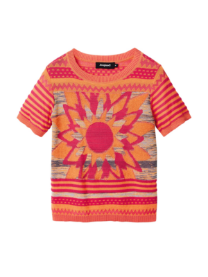 Desigual Pulóver 'Lucca'  galambkék / narancs / rózsaszín-Hungary