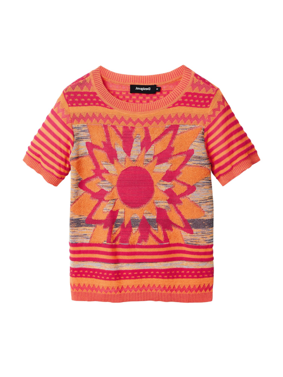 Desigual Pulóver 'Lucca'  galambkék / narancs / rózsaszín-Hungary