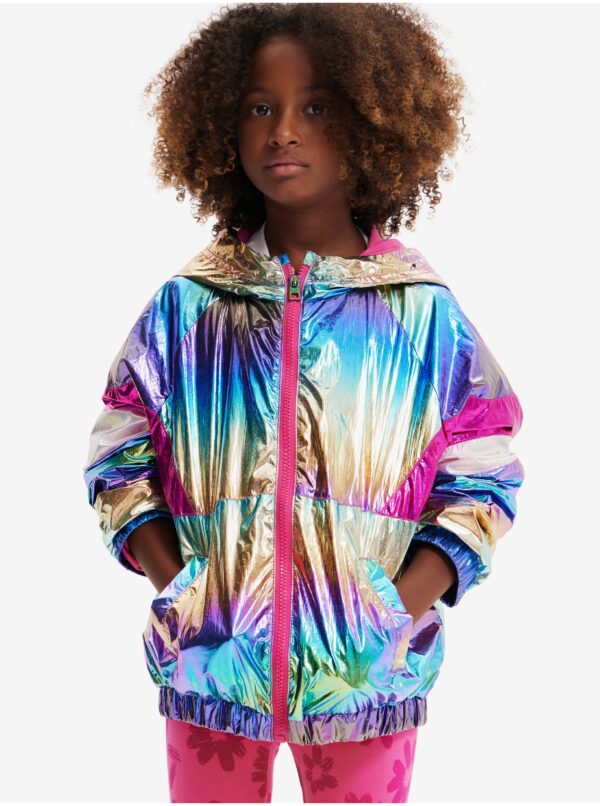 Desigual Rainbow Metallic Pink & Blue Girls' Jacket - Girls