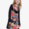 Desigual black girls dress Vest Minatitlán with colorful motifs