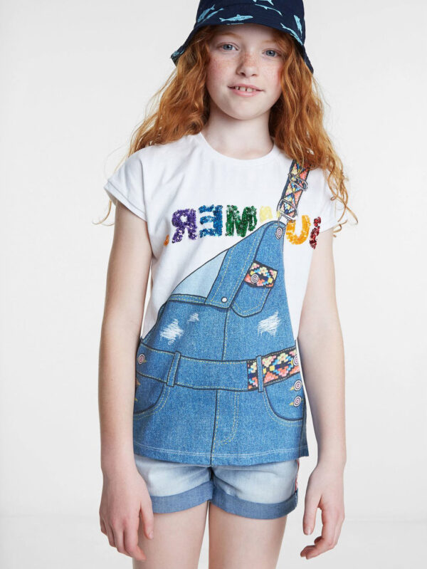 Desigual white girl's TS Leicester T-shirt