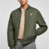 Diamond Quilt Nylon Jacket Olive