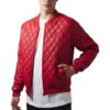 Diamond Quilt Synthetic Leather Jacket fire red