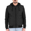 Diamond Quilt blk/blk Nylon Hooded Jacket