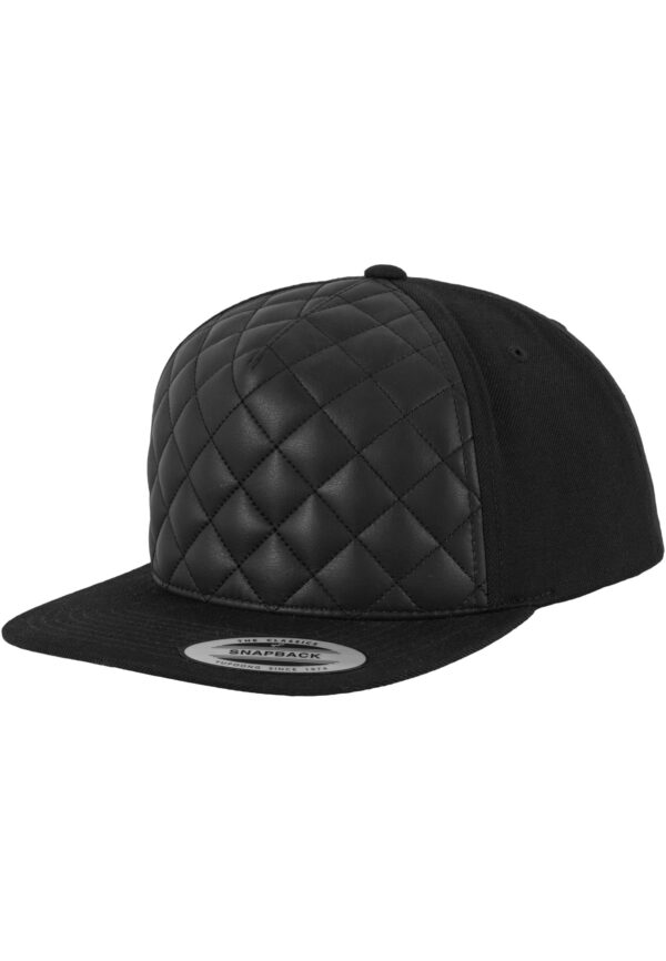 Diamond Quilted Snapback Black