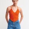 Dilvin 10142 Barbell Neck Knitwear Undershirt-orange