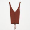 Dilvin 10362 Tie Front Knitwear Undershirt-Chestnut