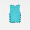 Dilvin 20109 Ring Detailed Crop Top-c.turquoise